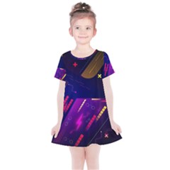 Colorful Abstract Background Creative Digital Art Colorful Geometric Artwork Kids  Simple Cotton Dress by uniart180623