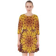 Abstract Gold Mandala Yellow Smock Dress by uniart180623