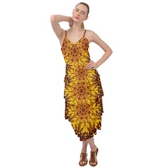 Abstract Gold Mandala Yellow Layered Bottom Dress by uniart180623