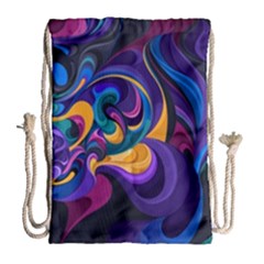 Colorful Waves Abstract Waves Curves Art Abstract Material Material Design Drawstring Bag (large) by uniart180623