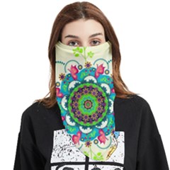 Mandala Flowers Abstract Butterflies Floral Pattern Summer Face Covering Bandana (triangle) by uniart180623