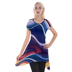 Wave Of Abstract Colors Short Sleeve Side Drop Tunic by uniart180623