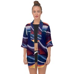 Wave Of Abstract Colors Open Front Chiffon Kimono by uniart180623
