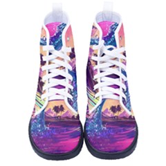 Retro Wave Ocean Women s High-top Canvas Sneakers