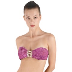 Pink Mandala Glitter Bohemian Girly Glitter Twist Bandeau Bikini Top by uniart180623