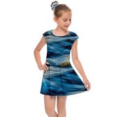 Waves Abstract Waves Abstract Kids  Cap Sleeve Dress by uniart180623