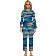 Waves Abstract Waves Abstract Womens  Long Sleeve Lightweight Pajamas Set by uniart180623