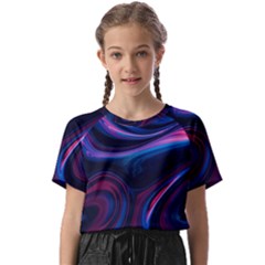 Purple Blue Swirl Abstract Kids  Basic Tee by uniart180623