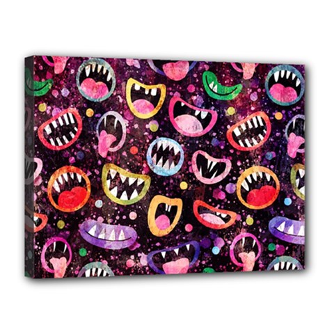 Funny Monster Mouths Canvas 16  X 12  (stretched)