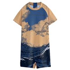 Waves Aesthetic Ocean Retro Sea Vintage Kids  Boyleg Half Suit Swimwear by uniart180623
