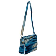 Waves Abstract Shoulder Bag With Back Zipper