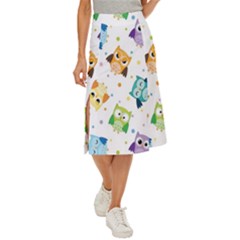 Owl Bird Midi Panel Skirt by uniart180623