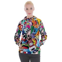 Cartoon Explosion Cartoon Characters Funny Women s Hooded Pullover by uniart180623
