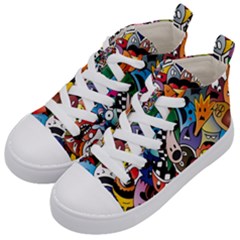 Cartoon Explosion Cartoon Characters Funny Kids  Mid-top Canvas Sneakers by uniart180623