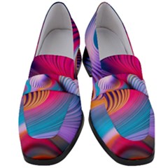 Colorful 3d Waves Creative Wave Waves Wavy Background Texture Women s Chunky Heel Loafers by uniart180623