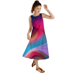 Colorful 3d Waves Creative Wave Waves Wavy Background Texture Summer Maxi Dress