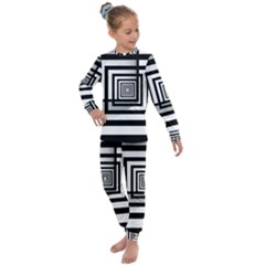 Squares Concept Design Raining Kids  Long Sleeve Set  by uniart180623