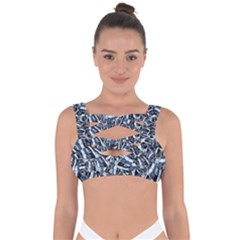 Cobalt Kaleidoscope Print Pattern Design Bandaged Up Bikini Top by dflcprintsclothing
