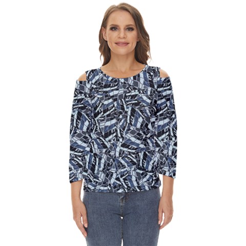 Cobalt Kaleidoscope Print Pattern Design Cut Out Wide Sleeve Top by dflcprintsclothing