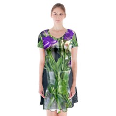 Cute Flower Wallpaper Short Sleeve V-neck Flare Dress by artworkshop