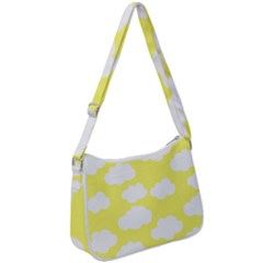 Cute Yellow White Clouds Zip Up Shoulder Bag by ConteMonfrey