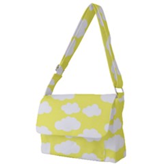 Cute Yellow White Clouds Full Print Messenger Bag (l) by ConteMonfrey