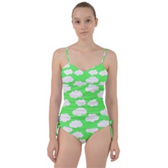 Green And White Cute Clouds  Sweetheart Tankini Set by ConteMonfrey