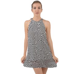 Geometric Noir Pattern Halter Tie Back Chiffon Dress by dflcprintsclothing