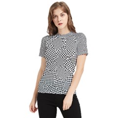 Geometric Noir Pattern Women s Short Sleeve Rash Guard by dflcprintsclothing