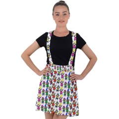 Stickman Kids Doodle Paper Children Group Velvet Suspender Skater Skirt by Simbadda