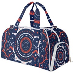 Mandala Orange Navy Burner Gym Duffel Bag by Simbadda