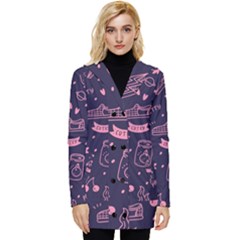 Various Cute Girly Stuff Seamless Pattern Button Up Hooded Coat 