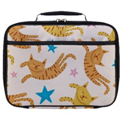 Cute Cats Seamless Pattern With Stars Funny Drawing Kittens Full Print Lunch Bag by Simbadda