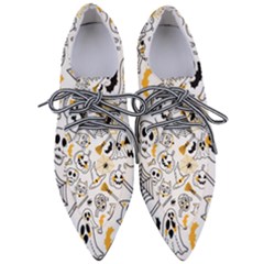 Funny Hand Drawn Halloween Pattern Pointed Oxford Shoes by Simbadda