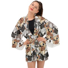 Many Dogs Pattern Long Sleeve Kimono by Simbadda