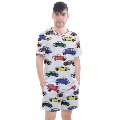 Cars Pattern Men s Mesh Tee And Shorts Set by Simbadda