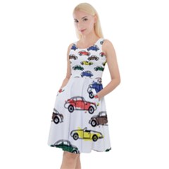 Cars Pattern Knee Length Skater Dress With Pockets by Simbadda