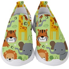 Seamless Pattern Vector With Animals Wildlife Cartoon Kids  Slip On Sneakers by Simbadda