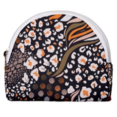 Trendy Mix Animal Skin Prints Horseshoe Style Canvas Pouch by Simbadda