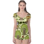 Seamless Pattern With Trees Owls Boyleg Leotard 