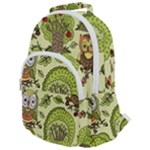 Seamless Pattern With Trees Owls Rounded Multi Pocket Backpack