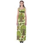 Seamless Pattern With Trees Owls Empire Waist Maxi Dress