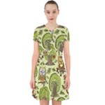 Seamless Pattern With Trees Owls Adorable in Chiffon Dress