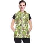 Seamless Pattern With Trees Owls Women s Puffer Vest
