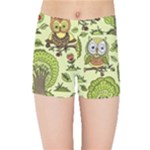 Seamless Pattern With Trees Owls Kids  Sports Shorts