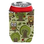 Seamless Pattern With Trees Owls Can Holder