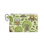 Seamless Pattern With Trees Owls Canvas Cosmetic Bag (Small)