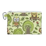 Seamless Pattern With Trees Owls Canvas Cosmetic Bag (Large)