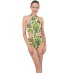 Seamless Pattern With Trees Owls Halter Side Cut Swimsuit
