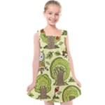 Seamless Pattern With Trees Owls Kids  Cross Back Dress